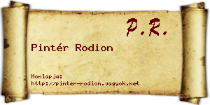 Pintér Rodion névjegykártya